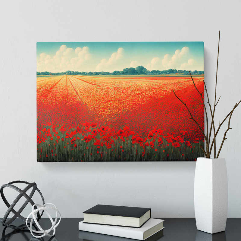 Eye Opening Poppy Field Flowers - Wrapped Canvas, 35cm H x 50cm W x 3cm D