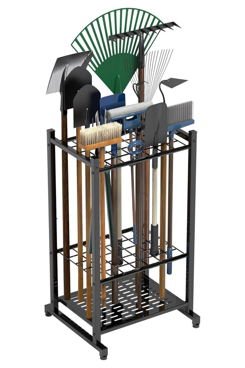 Corner Tool Organizer — Metal Yard Tool Rack For Long-Handled Tools, Brooms & Rakes | Garage & Shed Storage
