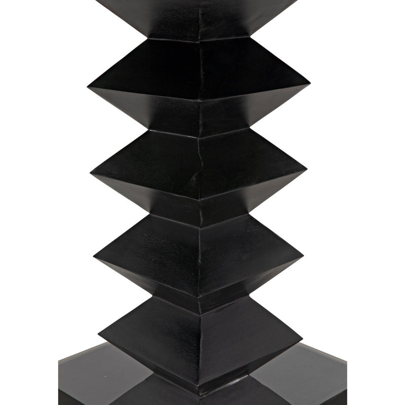Zig-Zag Round Mahogany Wood Dining Table, Hand Rubbed Black, 48" L x 48" W