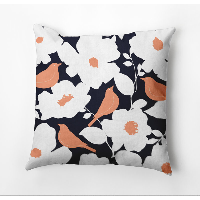 Housse de coussin d'extérieur carré Botanical Blooms Modfloral, Bleu marine, 16 po x 16 po