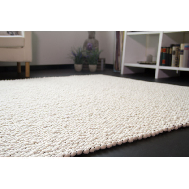 Amsterdam Wool Hand Woven Area Rug, Cream coloured, Rectangle 200 x 300cm