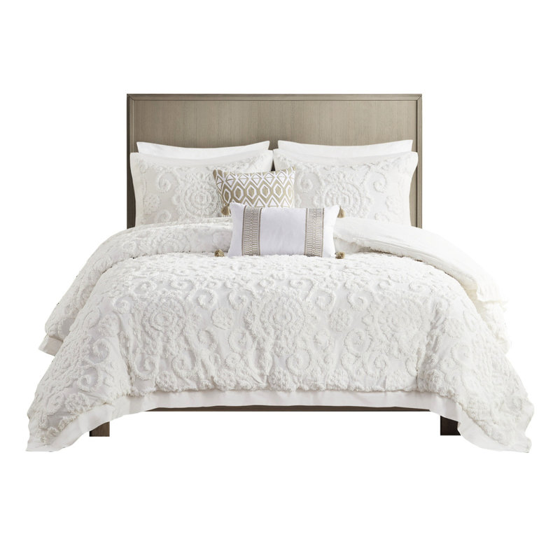 Housse de couette très grand, 100% coton avec attrayante garniture attrayante en chenille