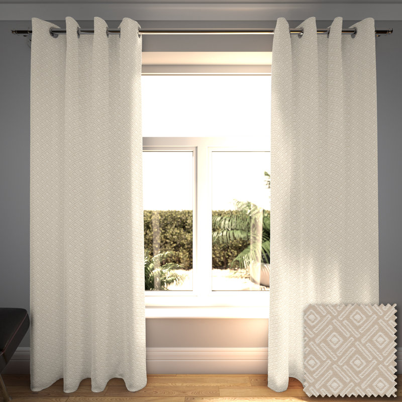 Honig Outdoor Cotton Blackout Curtain Pair, Taupe/Grey, 167 W x 182 D cm