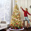 Arbre de Noël 9 pi, arbre de Noël artificiel avec décoration de pomme de pin ronde moyenne, base en métal facile à assembler pour la maison, le bureau, la fête, les fêtes, vert-796865766