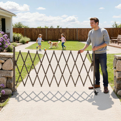 Barricade industrielle extensible, barrière de sécurité extensible de 13 pi, barricade mobile pliable avec roulettes verrouillables, barrière de sécurité pliante portative pour l'ascenseur de l'entrepôt de l'allée