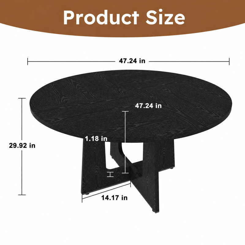Ensemble de table à manger ronde 5 pièces pour 4 personnes, table de cuisine ronde en bois de 119 cm et 4 chaises rembourrées pour petit appartement