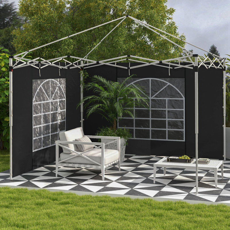 Burgohy Dakota Fields Polyester Side Wall for Gazebo, Black