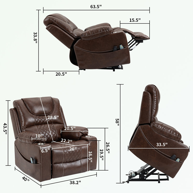 Fauteuil inclinable électrique en cuir Brizleth