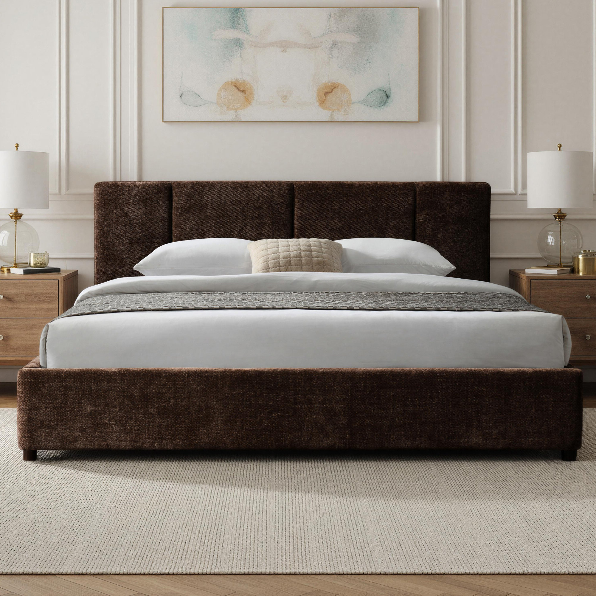 Ruthie Upholstered Bed, King, Brown