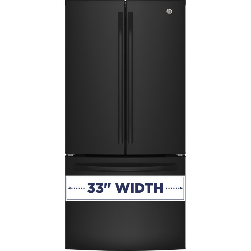 33" Black French Door Refrigerator with Ice Maker and Smart Features