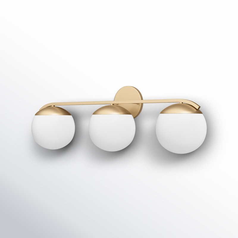 3 Light Frosted Dimmable Vanity Light, Matte Brass