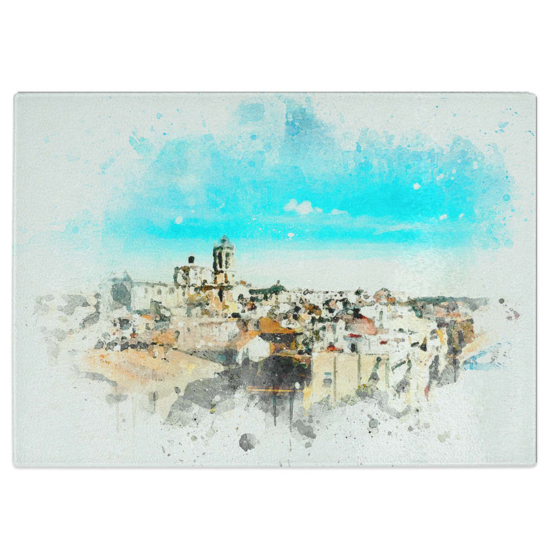 Tempered Glass View of Tarragona in Spain in Abstract Chopping Board, 28.5 cm W x 20 cm L