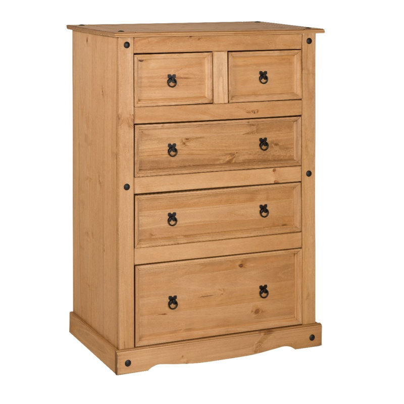Palmea 82cm W 5 - Drawer Chest of Drawers, Antique Wax