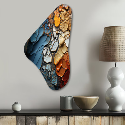 Bleu et orange, mouvements fluides - formes abstraites, art mural asymétrique en forme de Boomerang