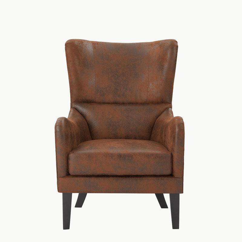 Adetola 27" Wide Polyester Wingback Chair, Brown
