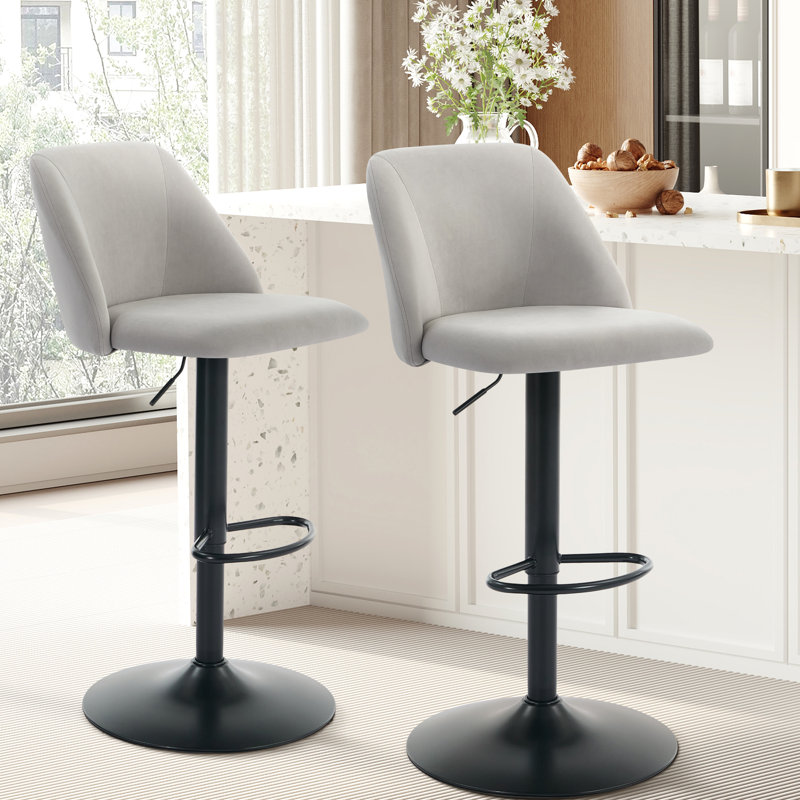 Swivel Bar Stool, Grey/Fabric