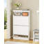 Shoe Storage Cabinet, Wooden Shoe Cabinet, Open Compartment, Adjustable Divider, Large Capacity Shoes Cupboards for Hallway, Wardrobe, 2 Flaps (80 W cm), White 