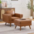 Mid-Century Modern 2-Piece Living Room Sofa Set, Includes Ottoman & Armchair, Tapered Wood Legs