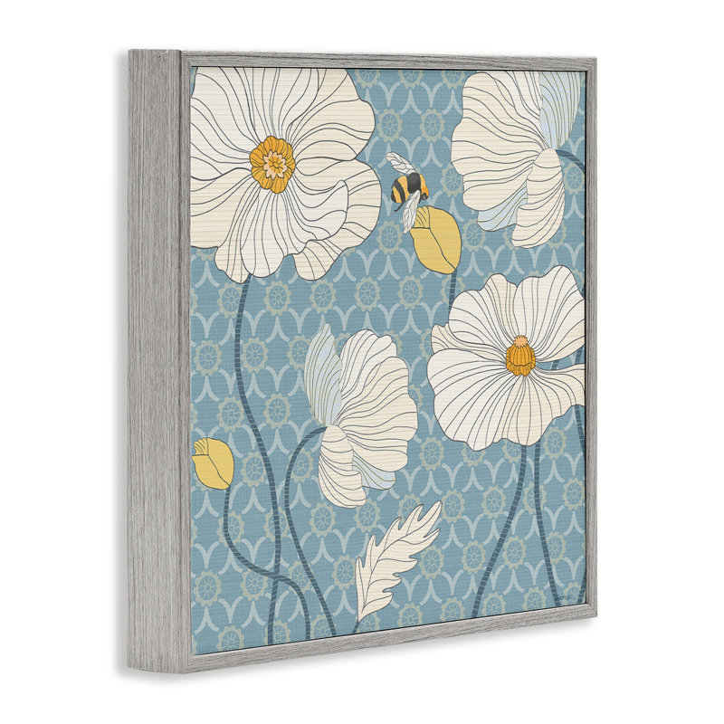 «Wild Poppies & Bee», art de la giclée encadrée par Levison Design, Estampe numérique Farmhouse, H 12 po x l 12 po