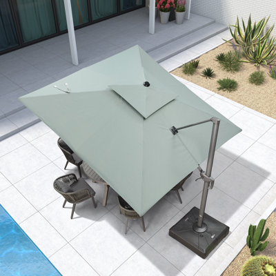 Karnesha Eco-Friendly Advanced Fabric 10FT Square Cantilever Umbrella  With Base,Green