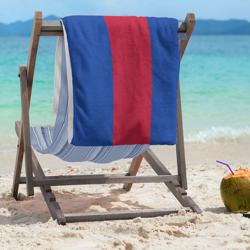 Lightweight Beach Towel, Blue/Red/Blue, Microfiber