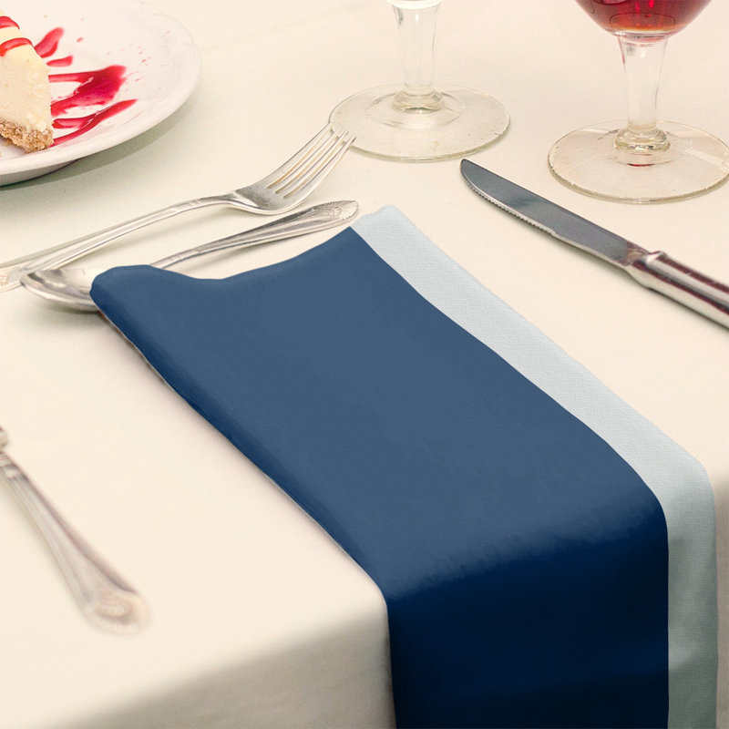 Utah Striped Square Napkin, 10" W x 10" L, Navy/White/Green, Cotton Twill