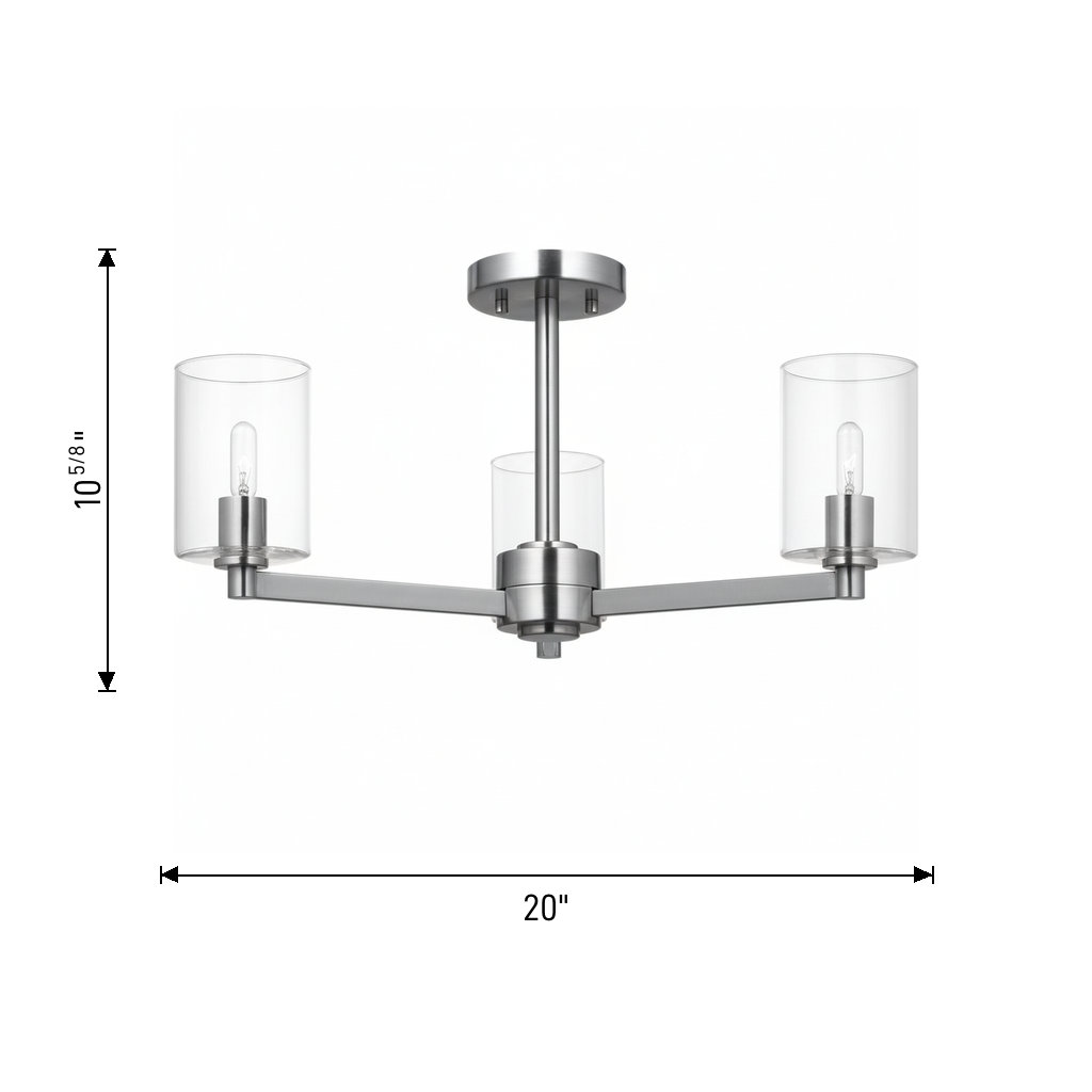 Patoma 3-Light Semi Flush Mount, Chrome