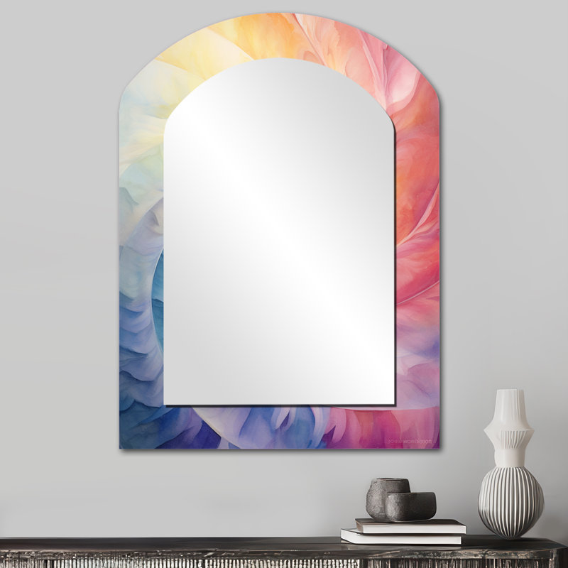 Raimbow Serenade Of Spirals - Abstract Spirals Arch Unique Wall Mirror Decor, Modern, 34 po x 25 po