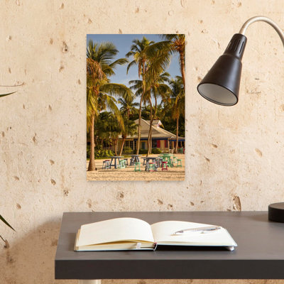 Contemporary Art Colorful Peaceful Vibrant Palm Tree Beach Ocean Wall Art 1 Piece Wrapped Canvas Wall Art