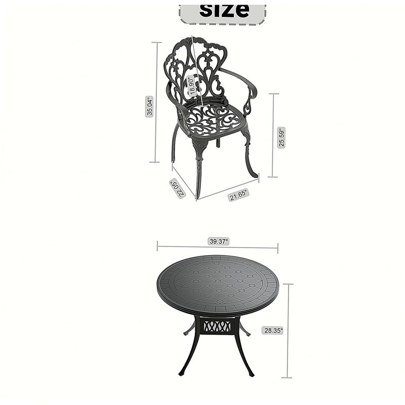 Ensemble de meubles de patio en aluminium coulé 5 pièces avec coussins Delicate