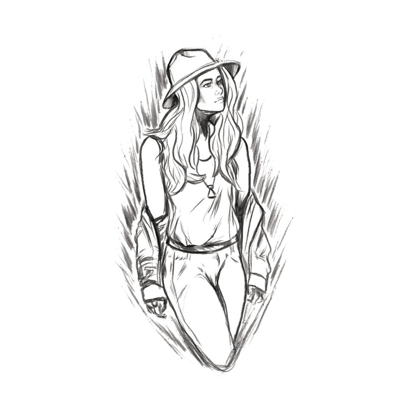 Fashion Girl Sketch - Drawing Print Print, 76cm H x 51cm W, Wrapped Canvas