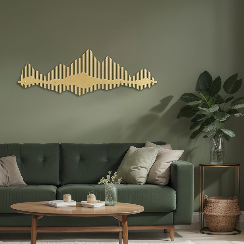 Décoration murale en métal, H 10 po x l 30 po x P 0,05 po, Or