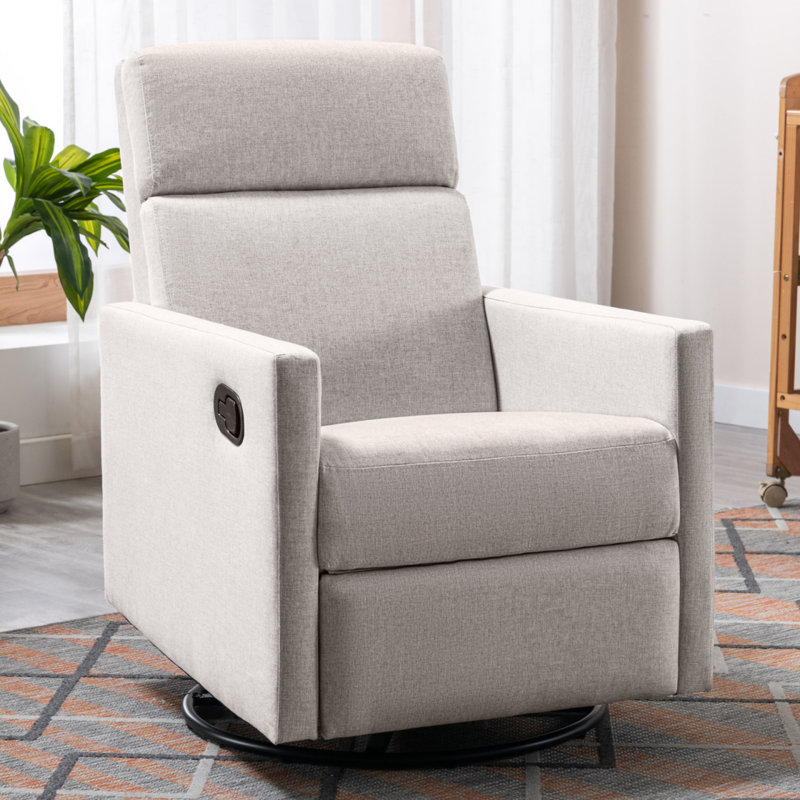 Fauteuil inclinable à bascule moderne avec mousse haute densité et structure en bois robuste, Tanné
