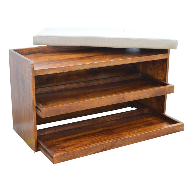 8 Pair Solid Wood Shoe Storage Bench