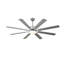 Ventilateur de plafond moderne Synia 72 po avec lumière et télécommande, moteur CC réversible à 6 vitesses, DEL à intensité variable, grand ventilateur de plafond chromé pour salons-395284843