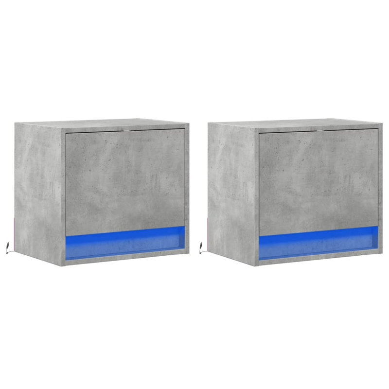 Daeshia 45cm W Manufactured Wood Bedside Table, Concrete Grey