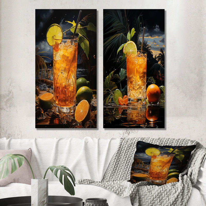 Ensemble de 2 décorations murales en métal Hurricane Horizon Cocktail Harmony, H 28 po x l 24 po