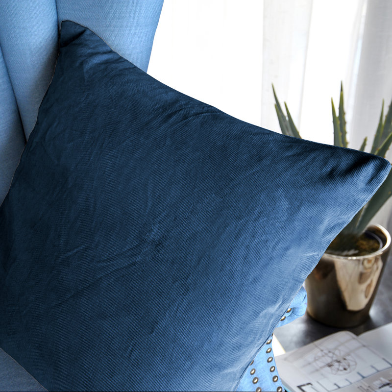 Housse de coussin carré, 20 po X 20 po, Bleu majolique