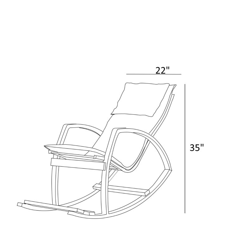 Fauteuil à bascule moderne rembourré avec structure en bois massif et dossier haut, vert