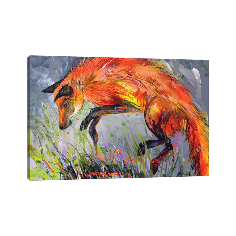 Spring Fox by Lindsey Dahl - Wrapped Canvas Painting, 20.32 cm H x 30.48 cm W