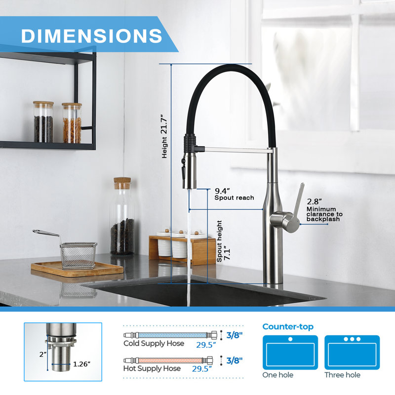 Single Handle Swivel Pull Down Sprayer Kitchen Faucet in Brushed Nickle