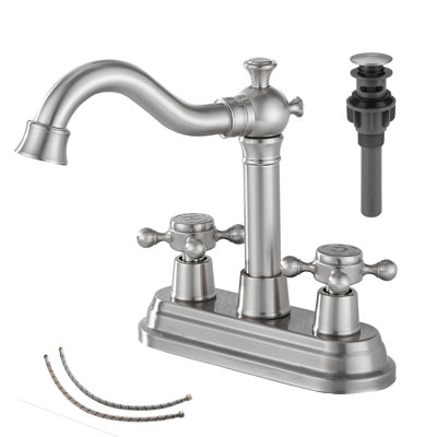 Centerset 2-handle Bathroom Faucet with Drain Assembly