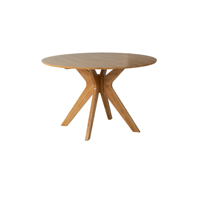 Xavion 48-Inch Round Kitchen Table, Model : XVT-41, Solid Wood Frame with Sculpted Splayed Legs and Natural Wood Grain, Honey Oak Finish