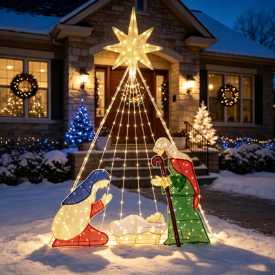 Lighted Nativity Scene Outdoor Christmas Decoration with Lights