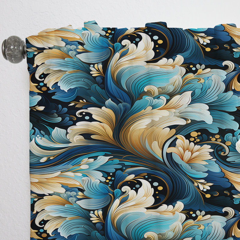 Deco Paisley Elegance - Rideau floral - Rideau floral obscurcissant - 1 panneau, L 52 po x L 84 po