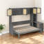 Lit double compact avec rangement, lit escamotable moderne en bois et panneau de fibres à densité moyenne pour la maison