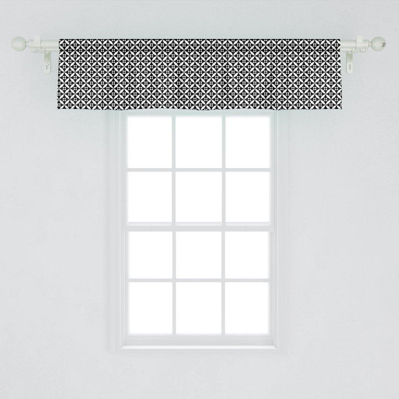Ambesonne Circles Valance Pack of 2 Checkerboard Texture Black and White, L 42 po x L 18 po