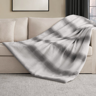 Nine West Printed Embossed Faux Cashmere Throw Blanket
