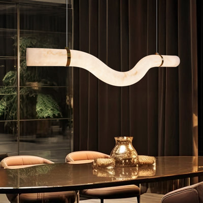 47 Inch Linear Pendant Light For Dining Room Creative Curved Pipework Chandelier