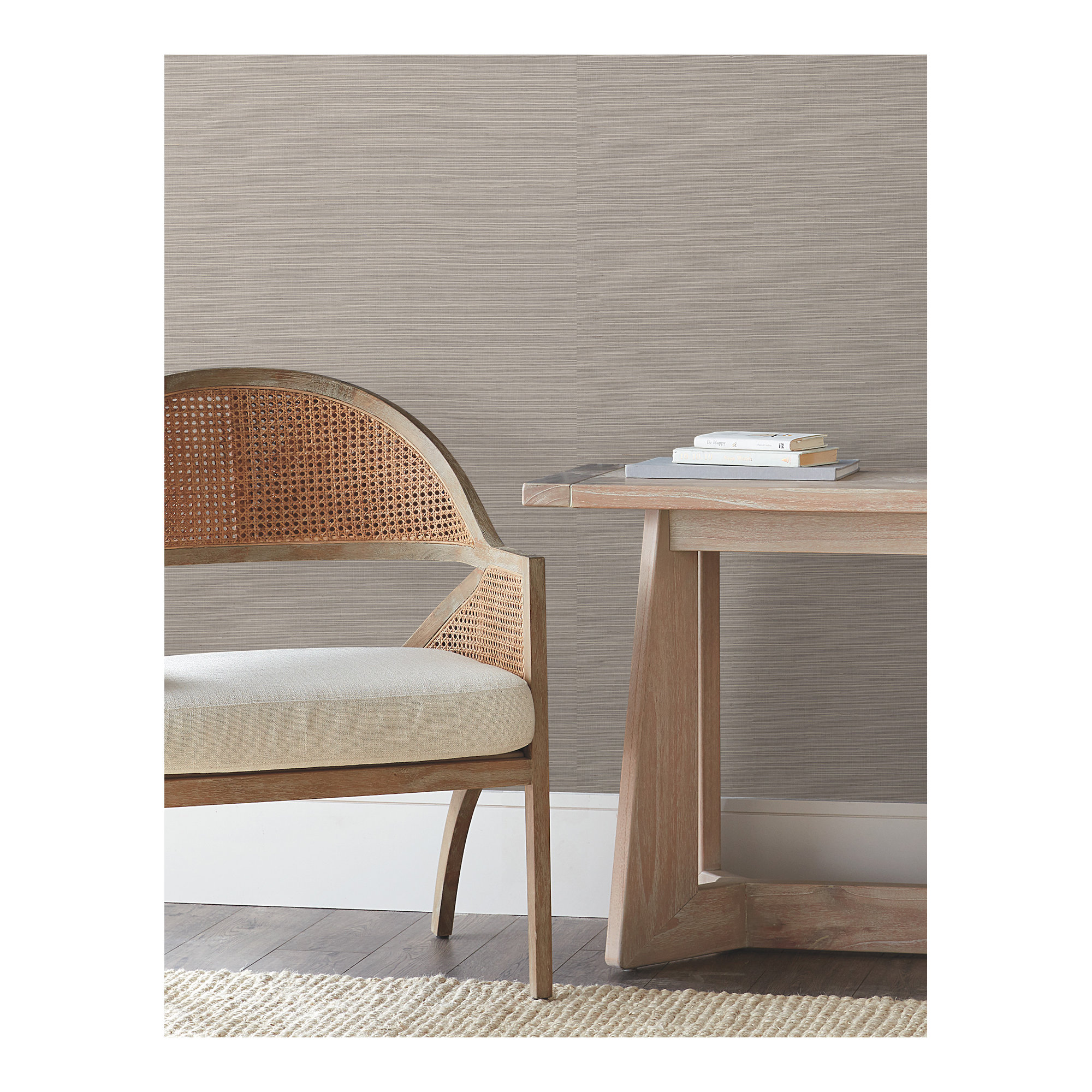 Natural Sisal Peel and Stick Grasscloth Wallpaper, Gray